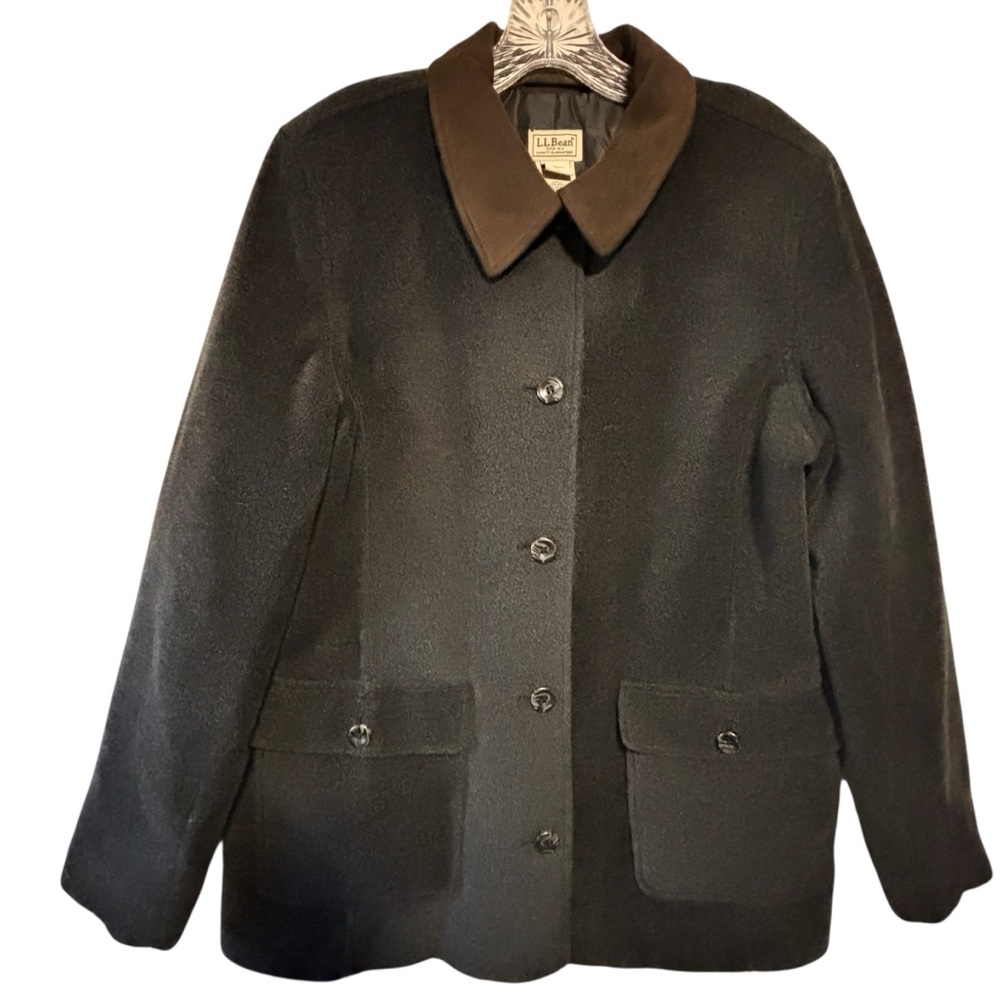 L.L. Bean Wool Blend Barn Coat Faux Suede Collar Gray XL